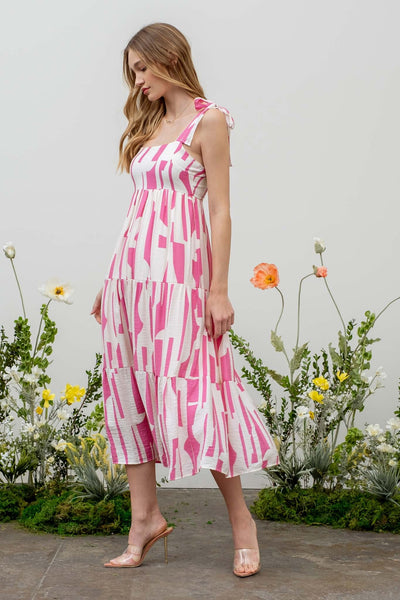 too good to be true abstract midi dress | fuchsia