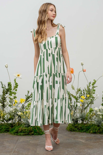 too good to be true abstract midi dress | green