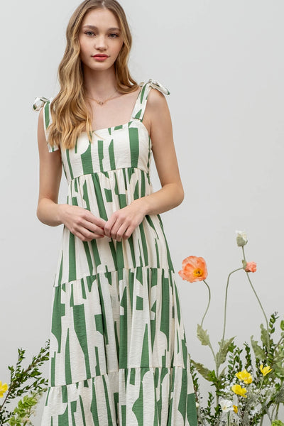 too good to be true abstract midi dress | green