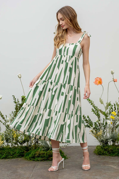 too good to be true abstract midi dress | green