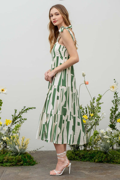 too good to be true abstract midi dress | green