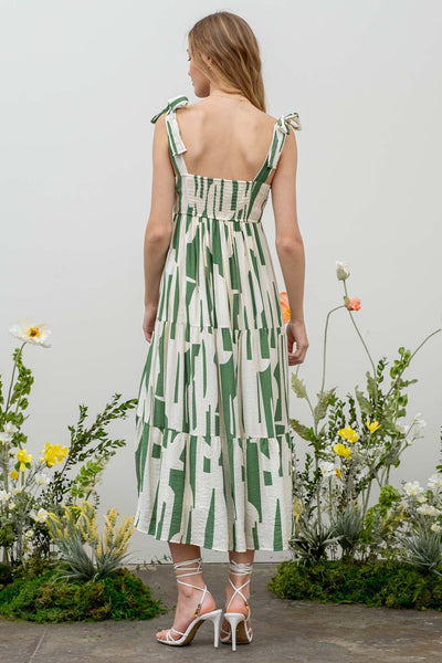too good to be true abstract midi dress | green