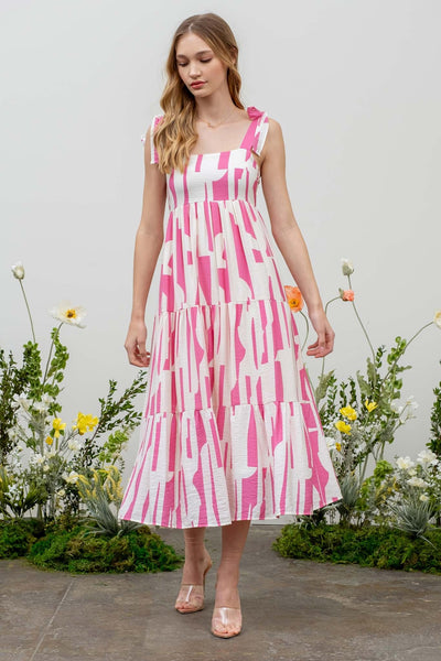 too good to be true abstract midi dress | fuchsia