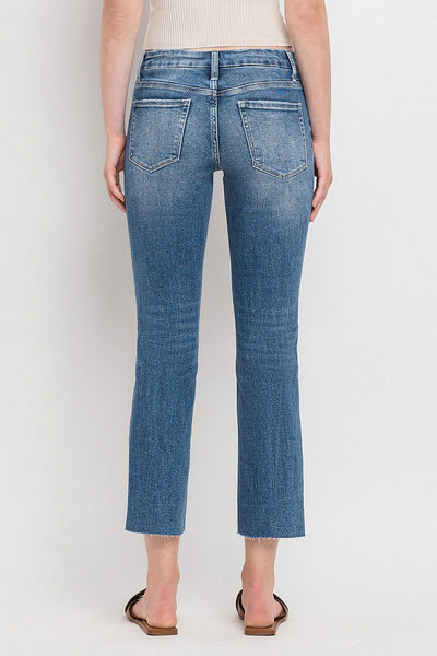 carlene mid-rise crop slim straight jeans | midnight in paris