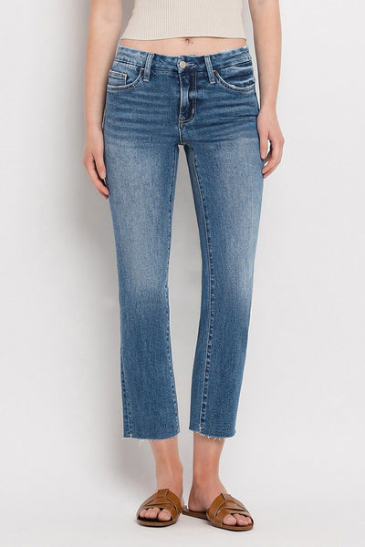 carlene mid-rise crop slim straight jeans | midnight in paris