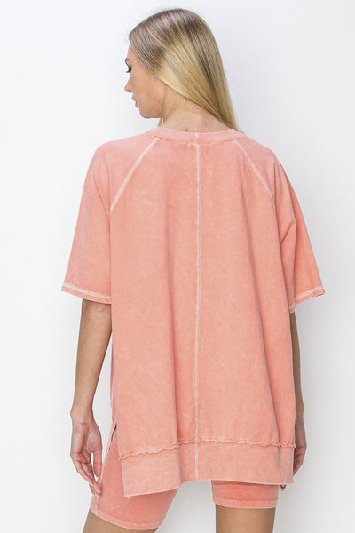 sweetest rush mineral wash top | peach coral