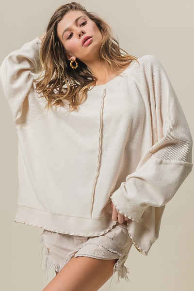 no expectations reverse french terry top | ivory