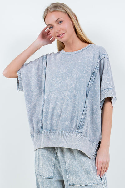 solid choice washed top | stone blue