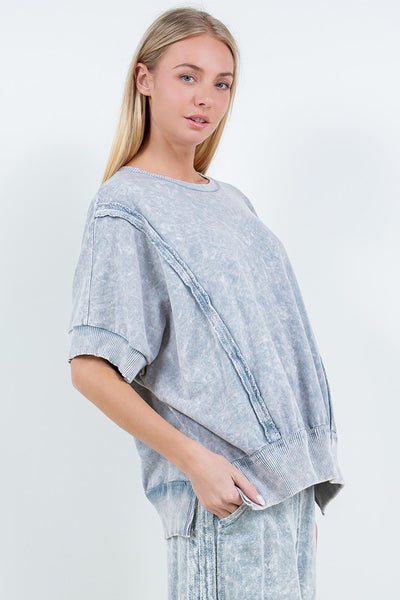 solid choice washed top | stone blue