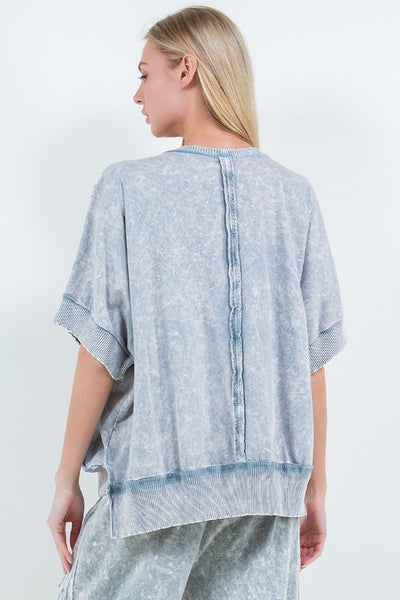 solid choice washed top | stone blue
