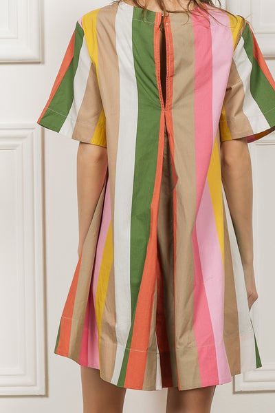 sunlit gleam striped dress | olive + coral