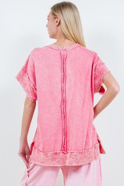 fresh take mineral wash top | flamingo