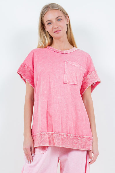 fresh take mineral wash top | flamingo