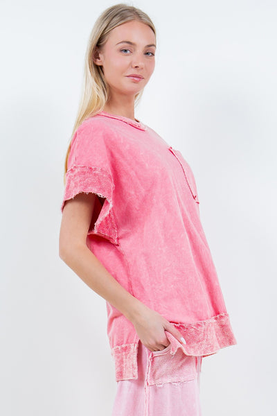 fresh take mineral wash top | flamingo