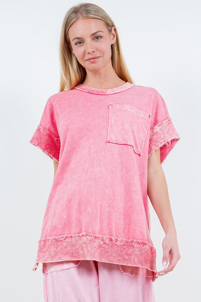 fresh take mineral wash top | flamingo