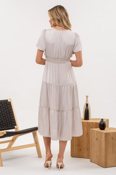 sweetest surprise satin midi dress | ivory