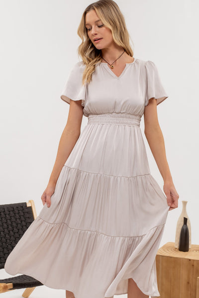 sweetest surprise satin midi dress | ivory