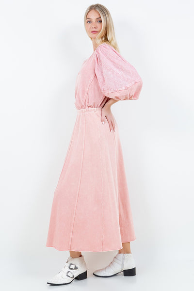 sweet little thing eyelet sleeve top | peach