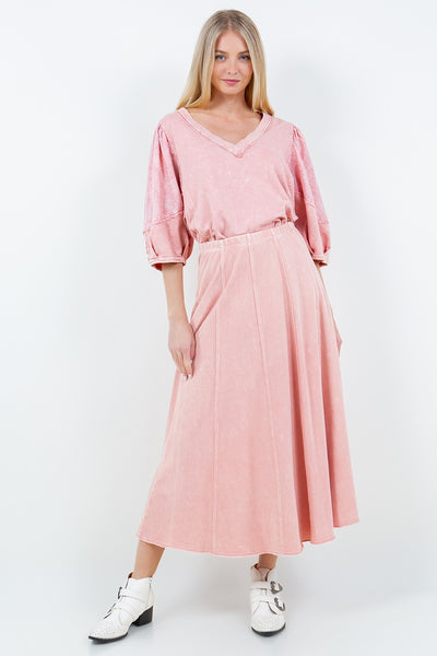 sweet little thing eyelet sleeve top | peach