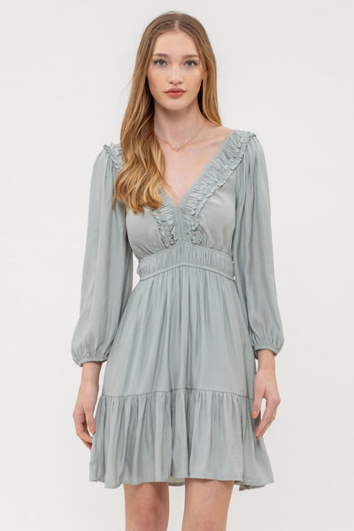 circumstances change ruffle dress | sage