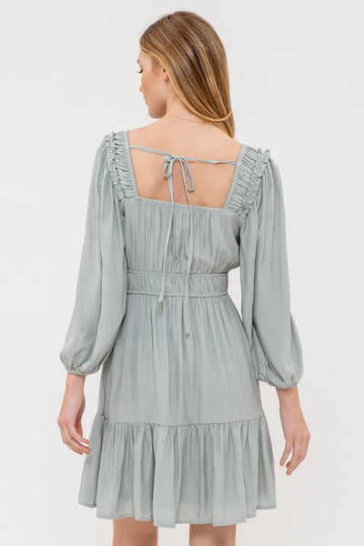 circumstances change ruffle dress | sage