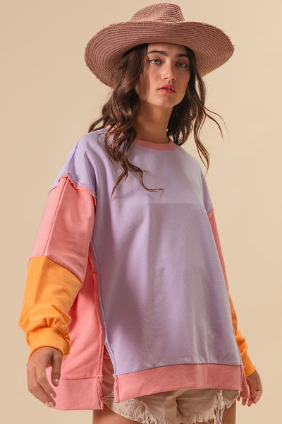 beach therapy vintage washed pullover | lavender + pink + apricot