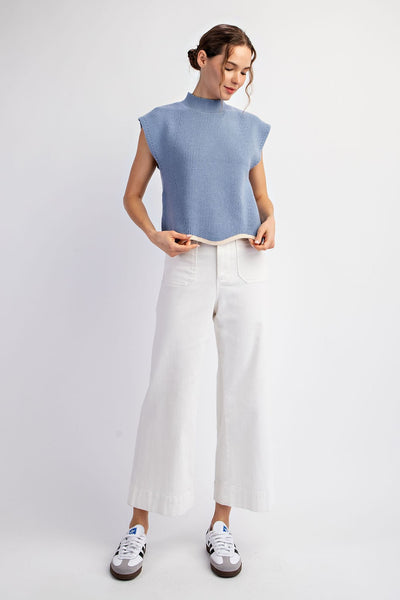 lead with confidence scalloped sweater | denim