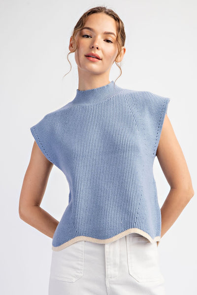 lead with confidence scalloped sweater | denim