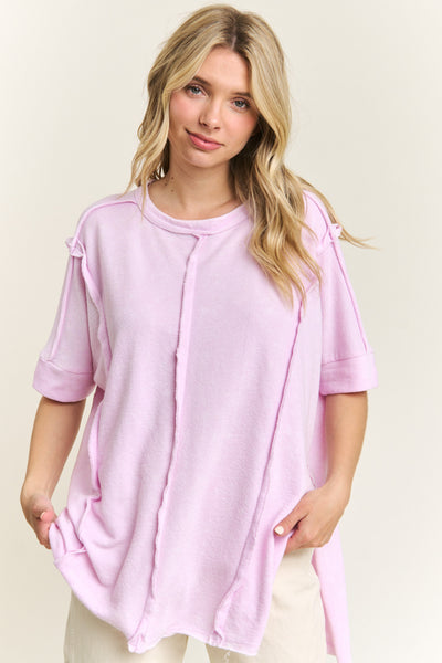 changing the tone terry towel top | cupcake pink