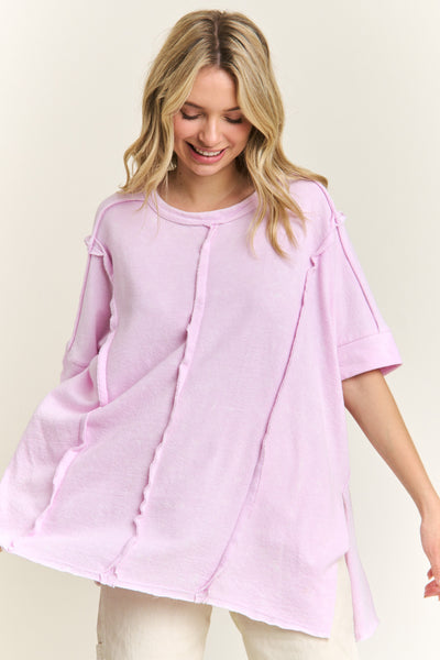 changing the tone terry towel top | cupcake pink