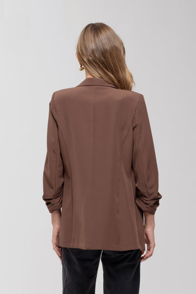 set the standard quarter sleeve blazer | brown