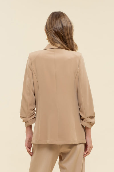 set the standard quarter sleeve blazer | khaki