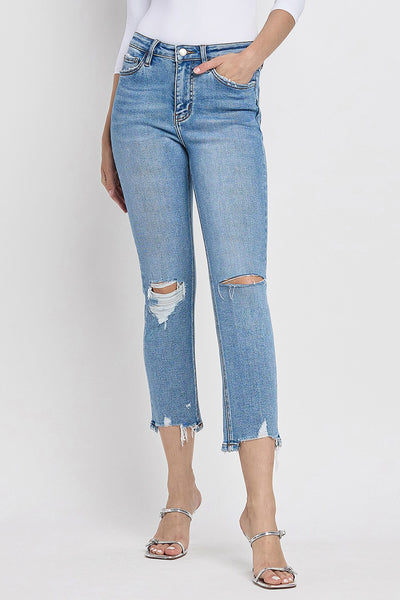 kaleigh high rise slim straight jeans | exult