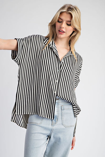 dress to impress striped blouse | black