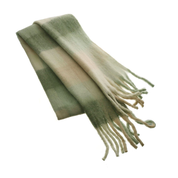 gingham scarf | pink + olive
