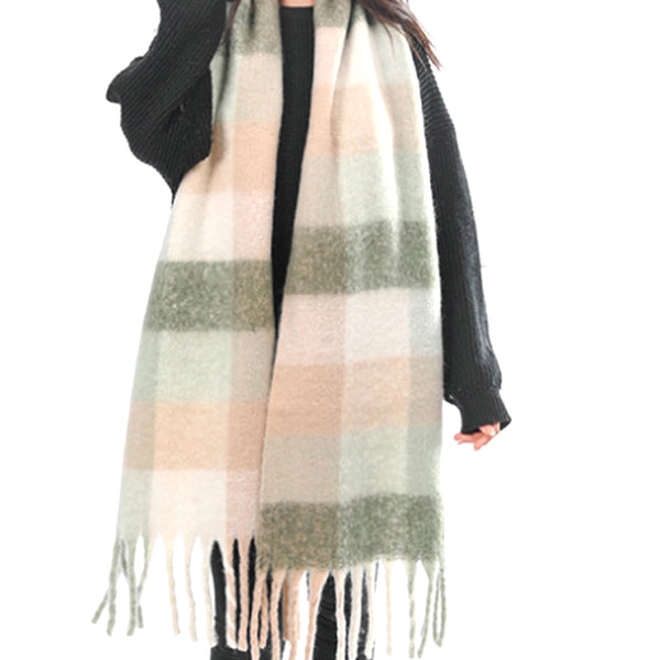 gingham scarf | pink + olive