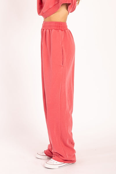 faded dreams wide leg sweatpants | pink