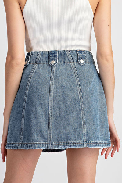 break boundaries mineral wash mini skirt | denim