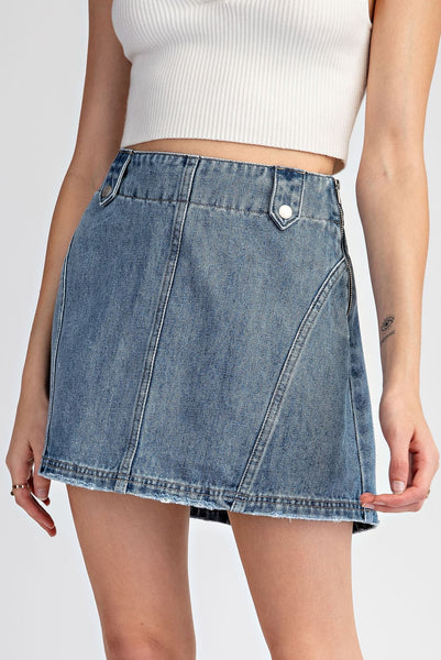break boundaries mineral wash mini skirt | denim