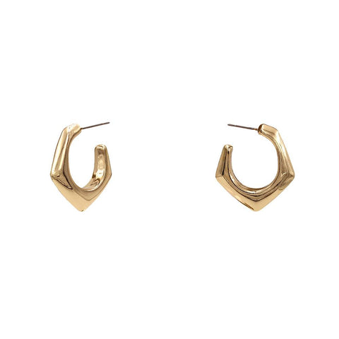 hexagon metal earrings | gold