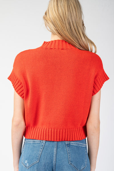 charming + cheeky mock neck sweater | cherry tomato