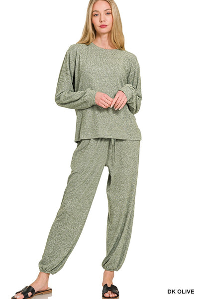 sweetest thing yet soft hacci jogger set | dk olive