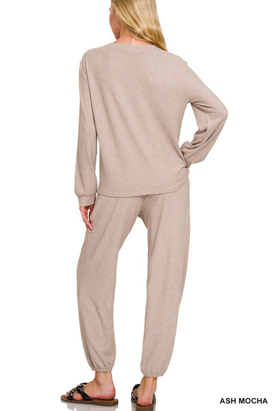 sweetest thing yet soft hacci jogger set | ash mocha