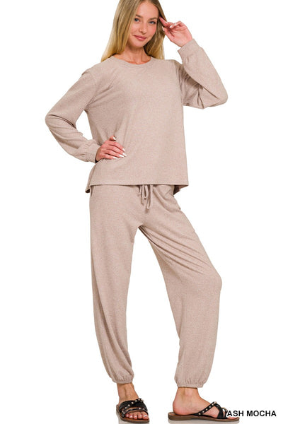 sweetest thing yet soft hacci jogger set | ash mocha