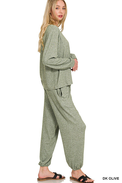 sweetest thing yet soft hacci jogger set | dk olive
