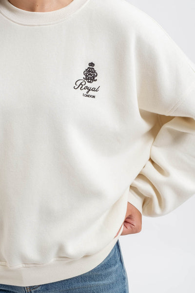 bon voyage french terry embroidered sweatshirt | cream