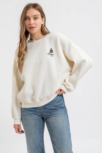 bon voyage french terry embroidered sweatshirt | cream