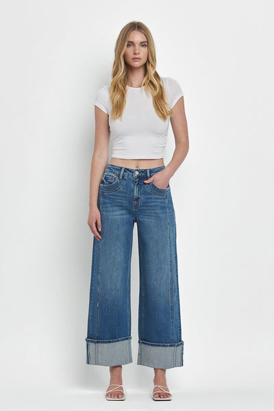 holly high rise cuffed wide leg jeans | joysome