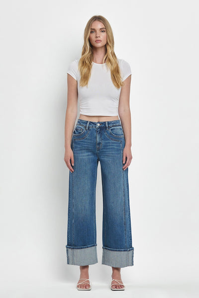 holly high rise cuffed wide leg jeans | joysome