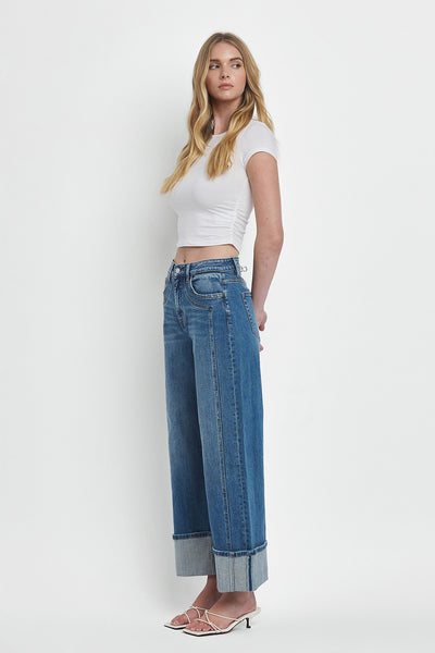 holly high rise cuffed wide leg jeans | joysome